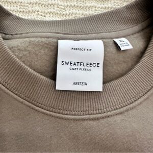 Aritzia Sweatfleece Cozy Fleece Sweatshirt in Taupe - teddy bear brown - size XL